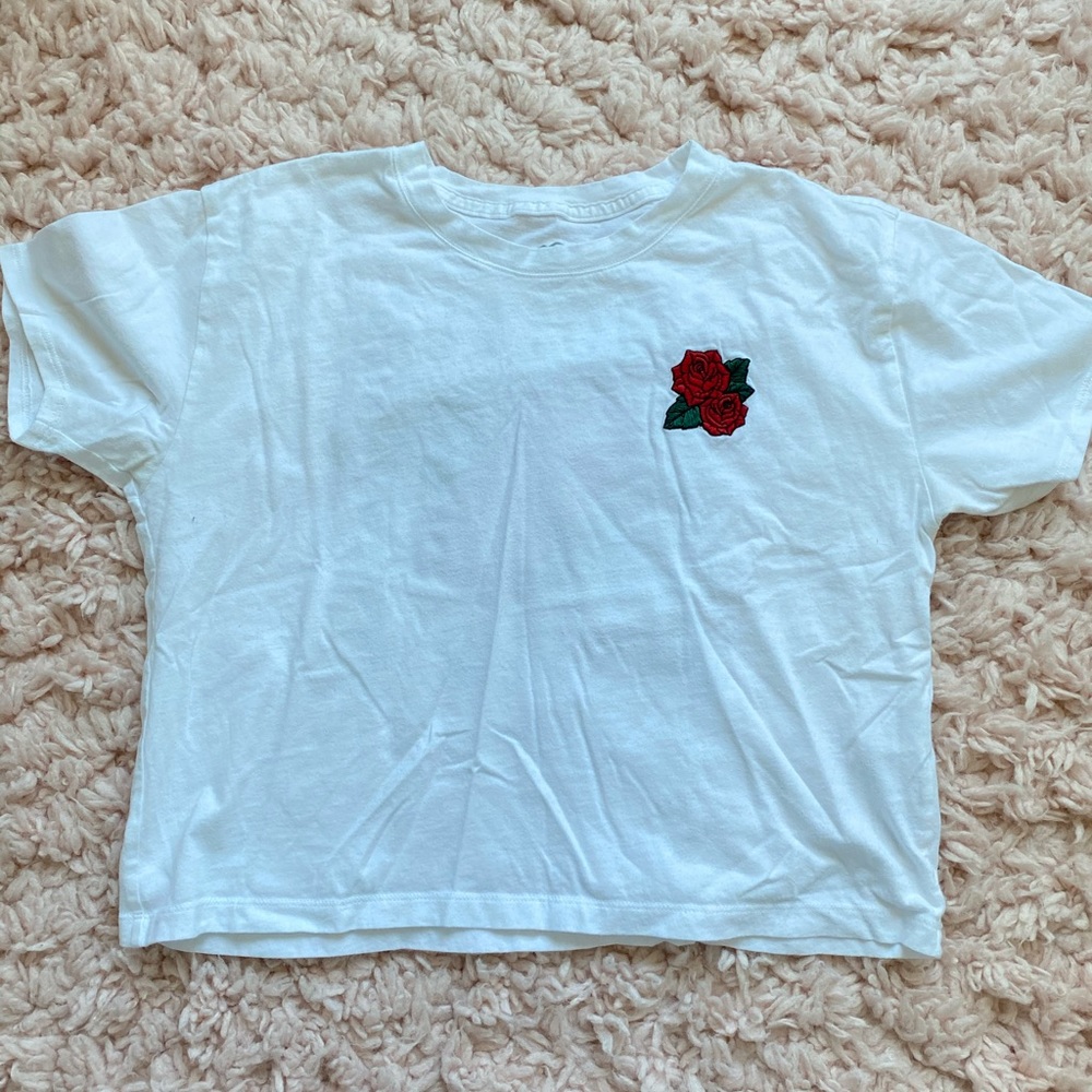 Hollister checkered rose t shirt